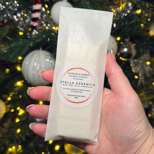 Cranberry, Orange & Cinnamon Luxury Wax Melt Snap Bar - Crimson Ember (50g)