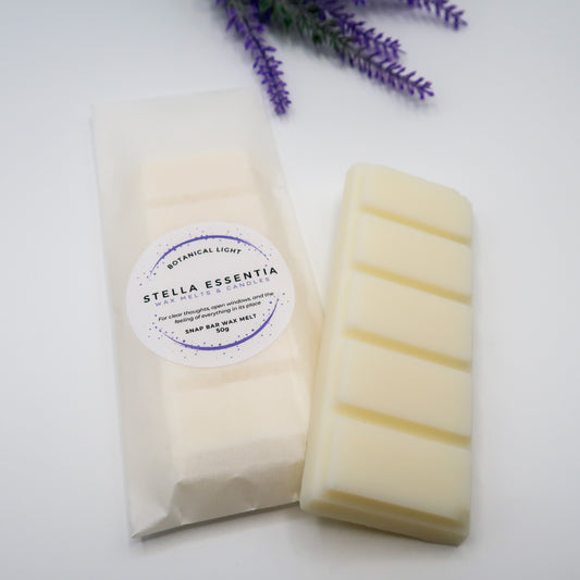 Lime, Basil & Mandarin soy wax melt bar with fresh citrus and herbal scent, handmade by Stella Essentia