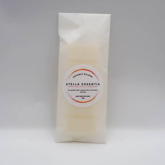 Coconut Eclipse wax melt bar by Stella Essentia – tropical and creamy with pineapple, coconut milk, and soft citrus.